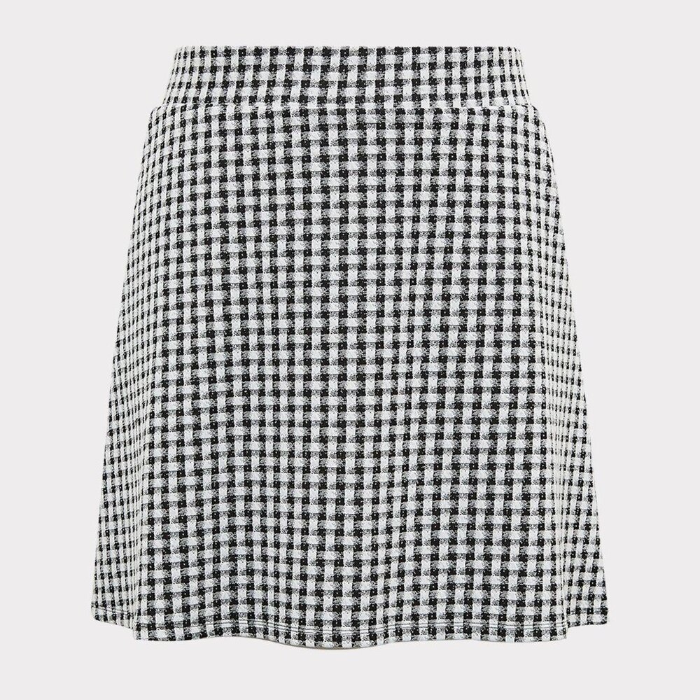 Torrid Black & White Gingham Textured Mini Skater Skirt size 2